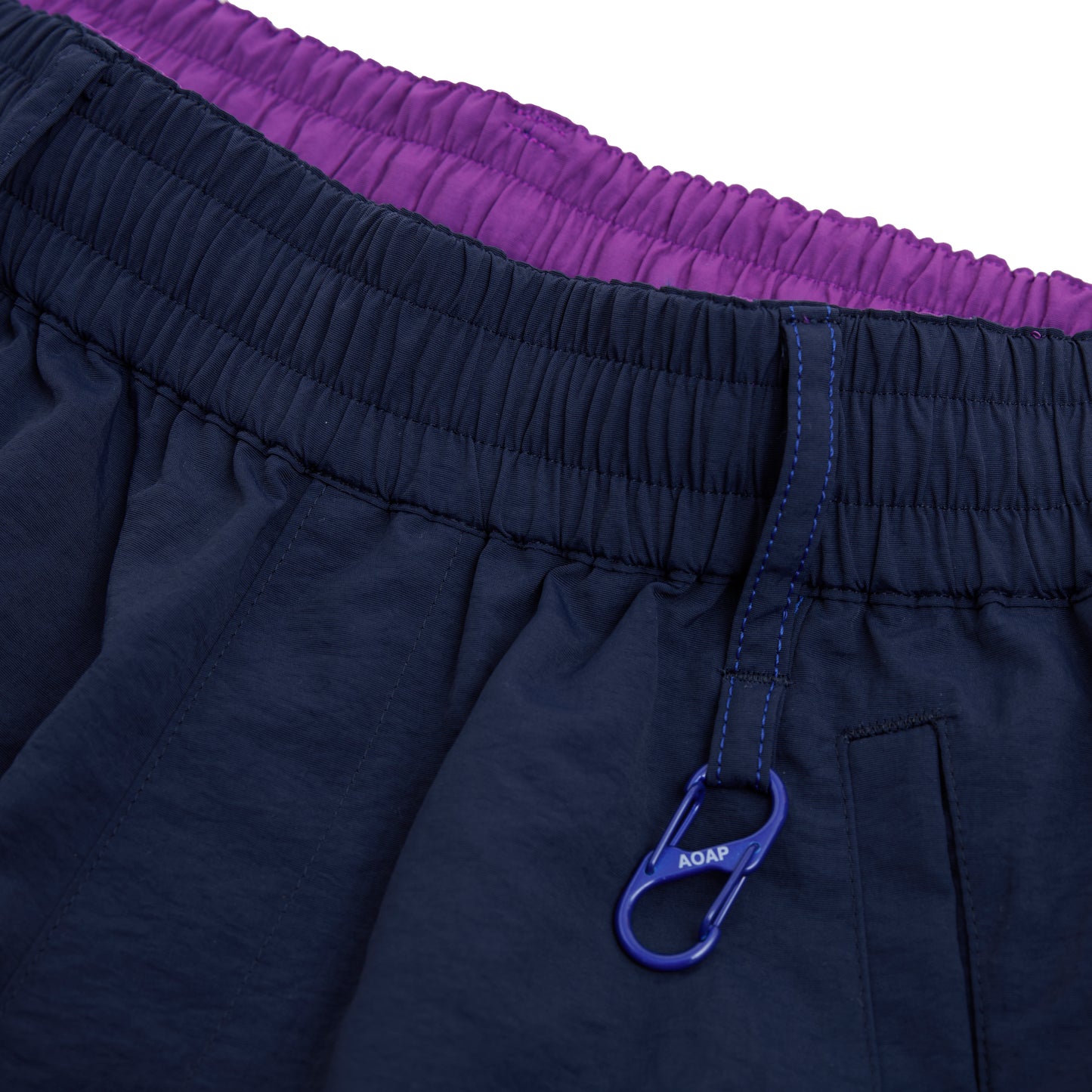nylon reversible easy pants (navy / purple)