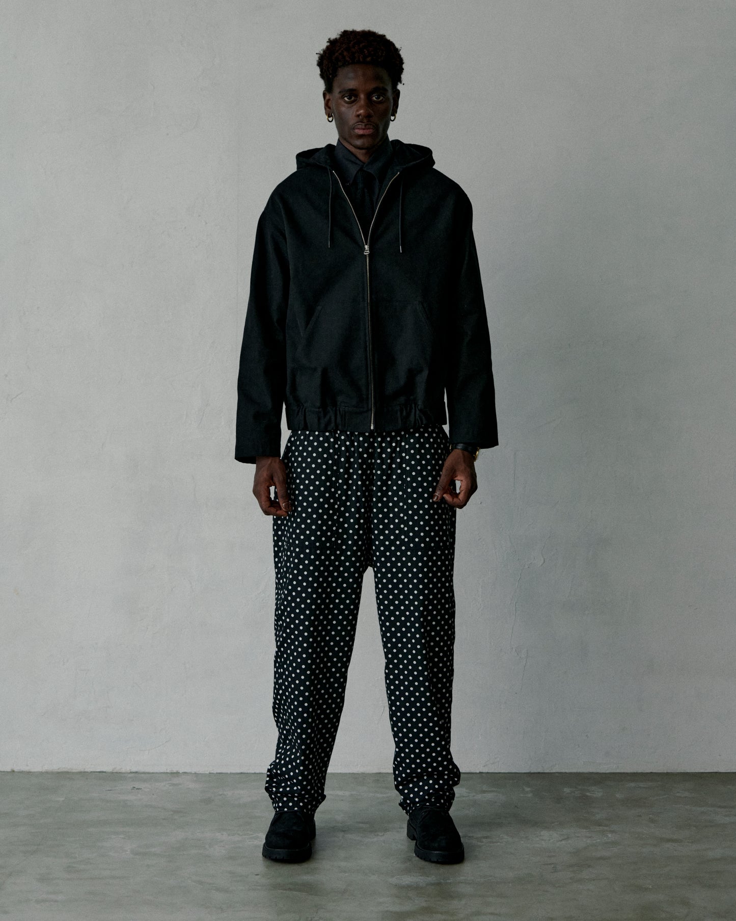 patterned reversible easy pants (dot / black)