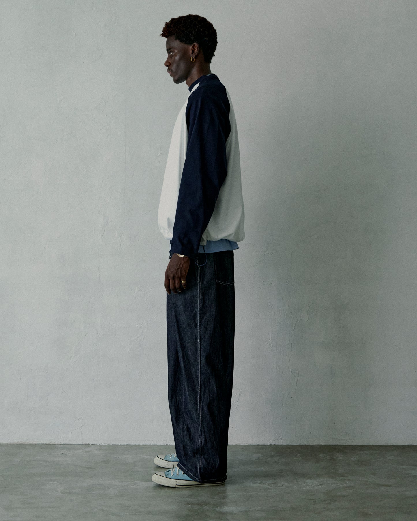 denim easy hakama pants (indigo)