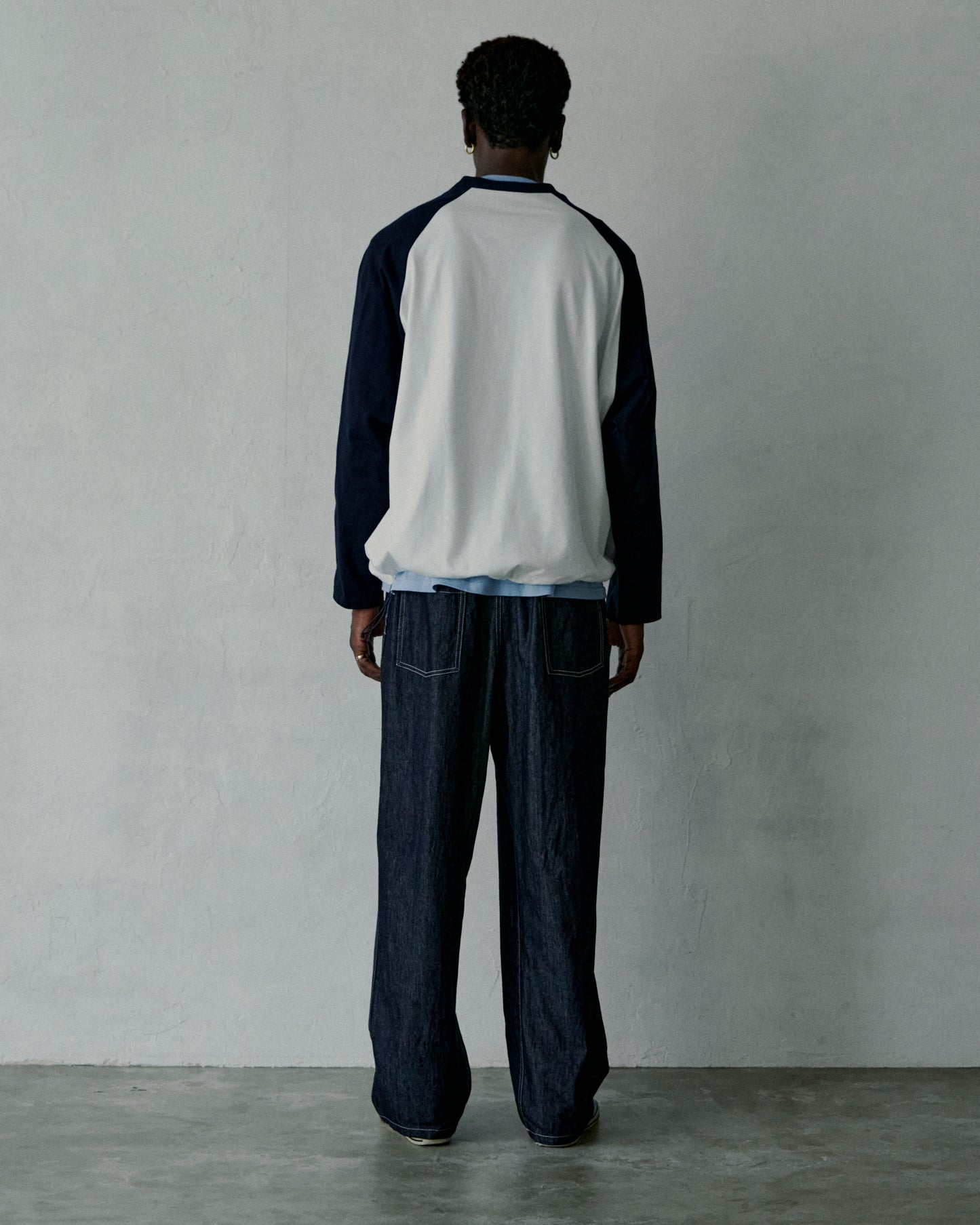 denim easy hakama pants (indigo)