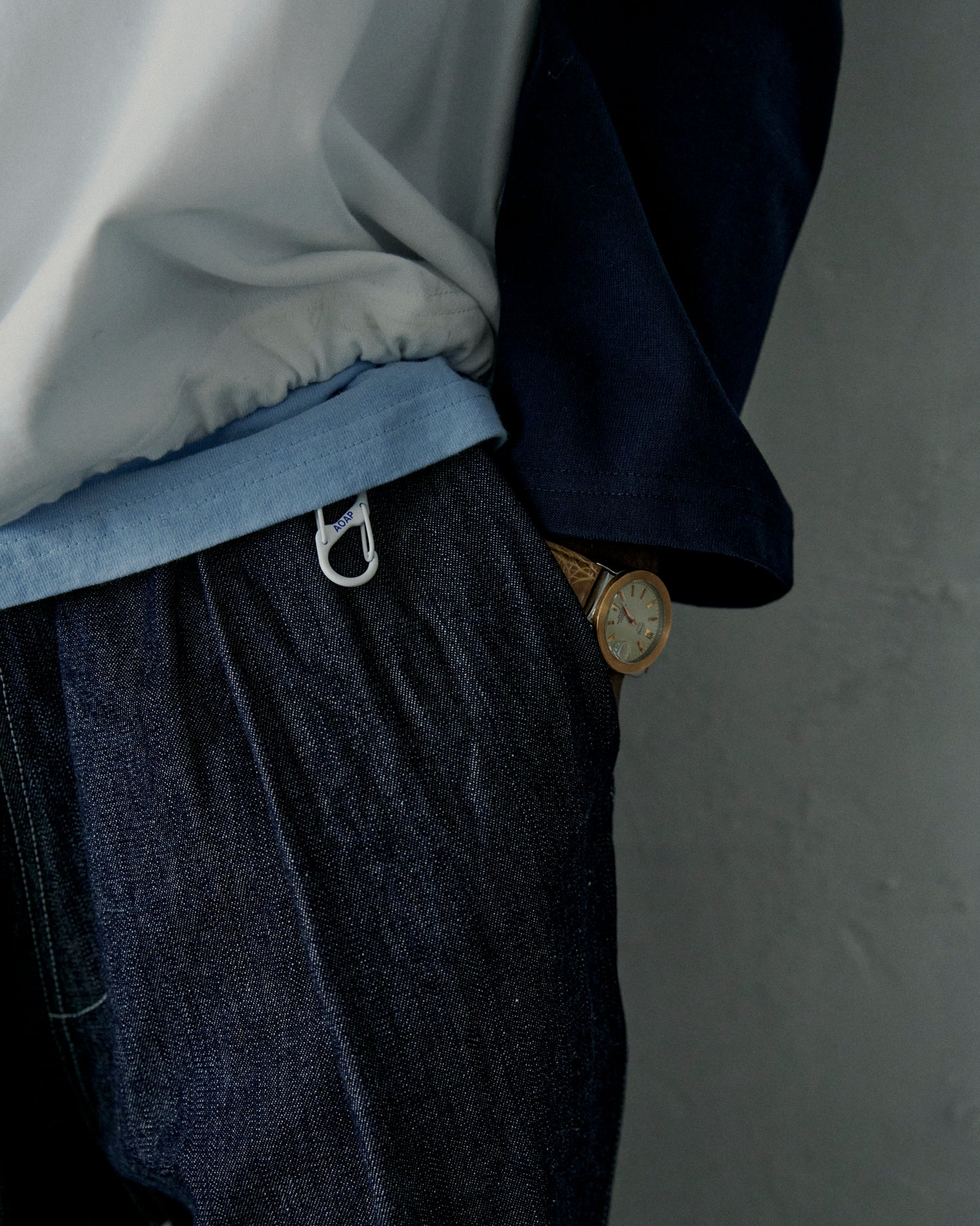 denim easy hakama pants (indigo)