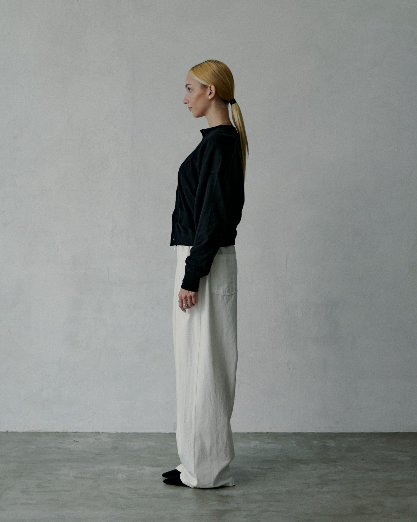 denim easy hakama pants (white)