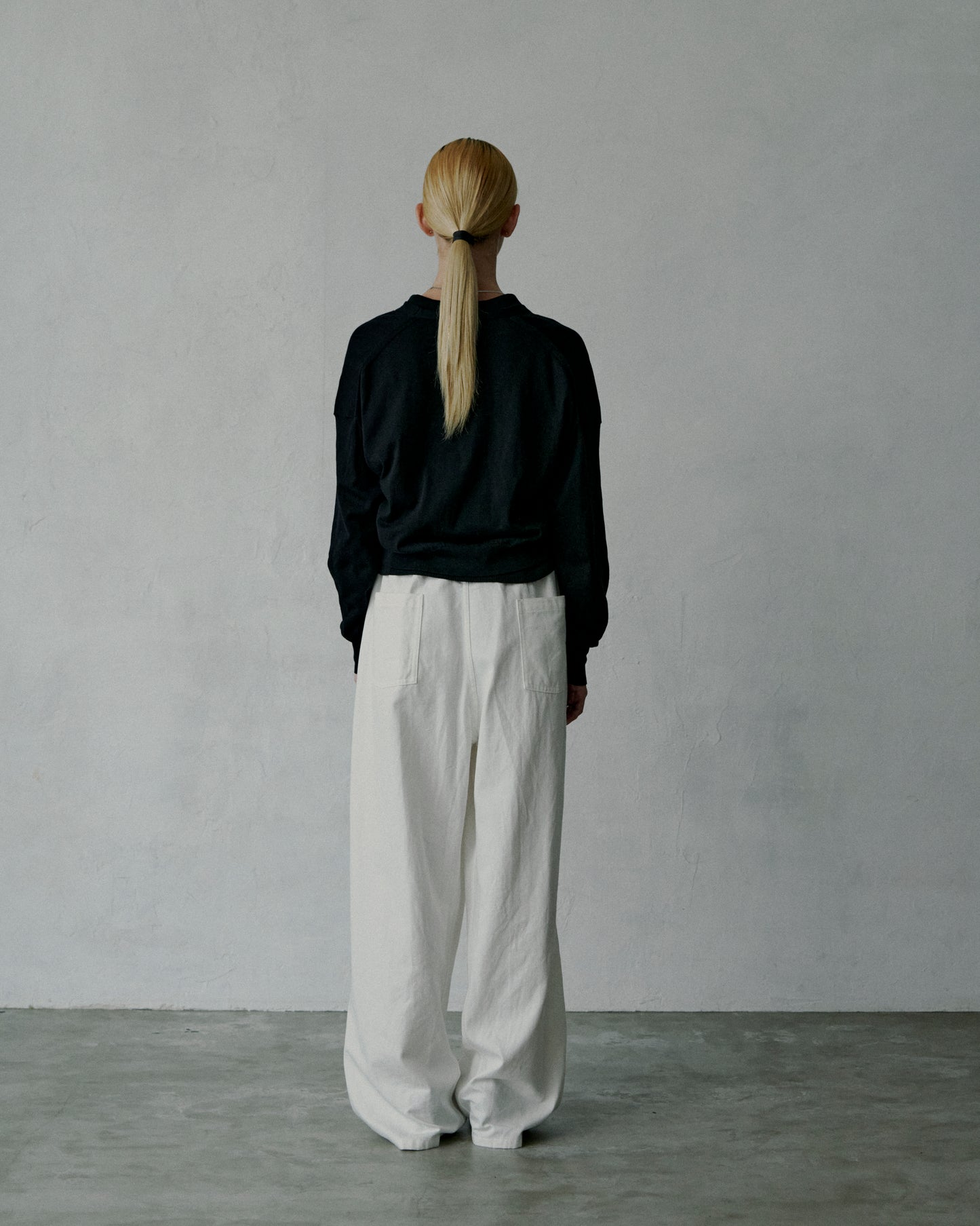denim easy hakama pants (white)