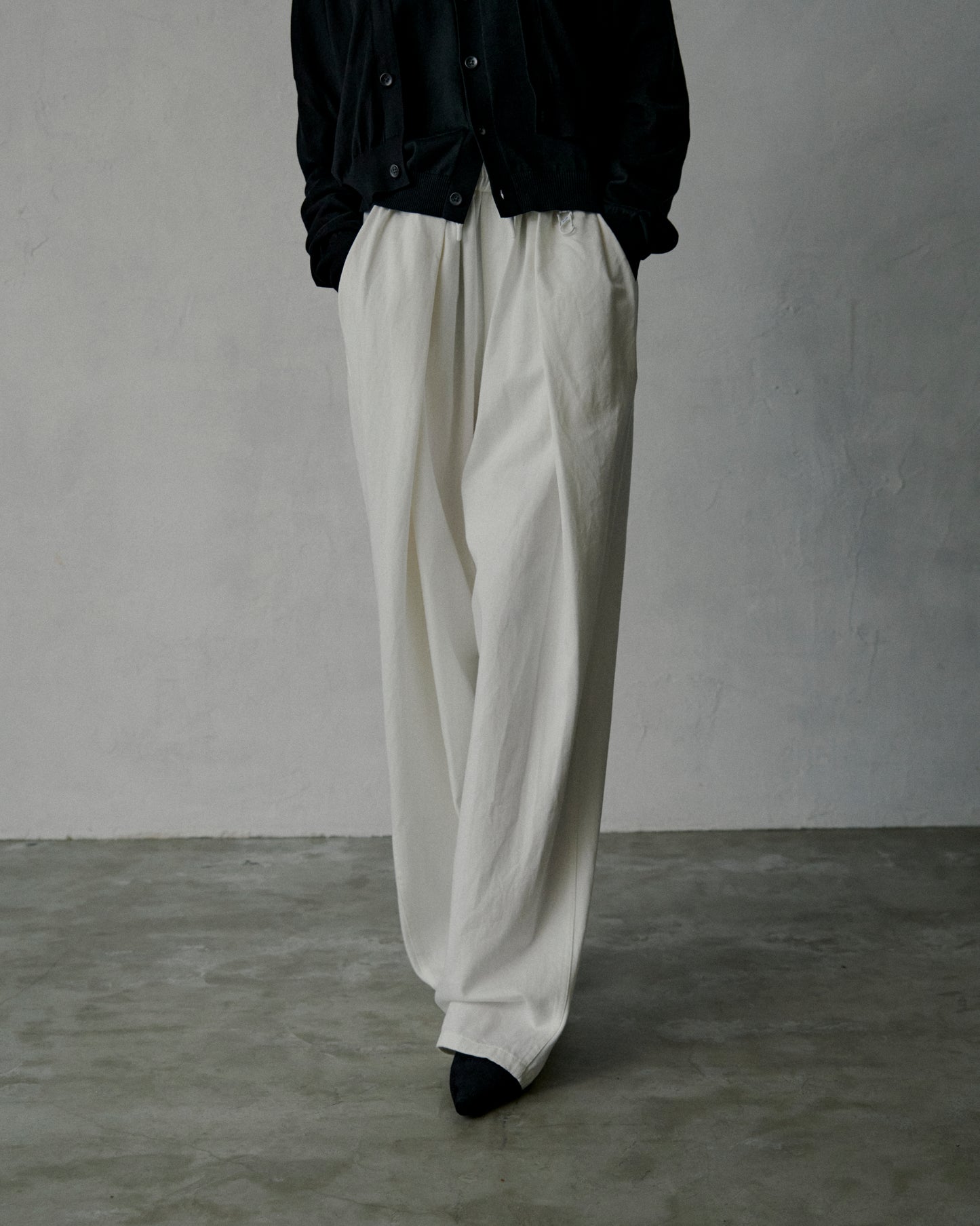 denim easy hakama pants (white)
