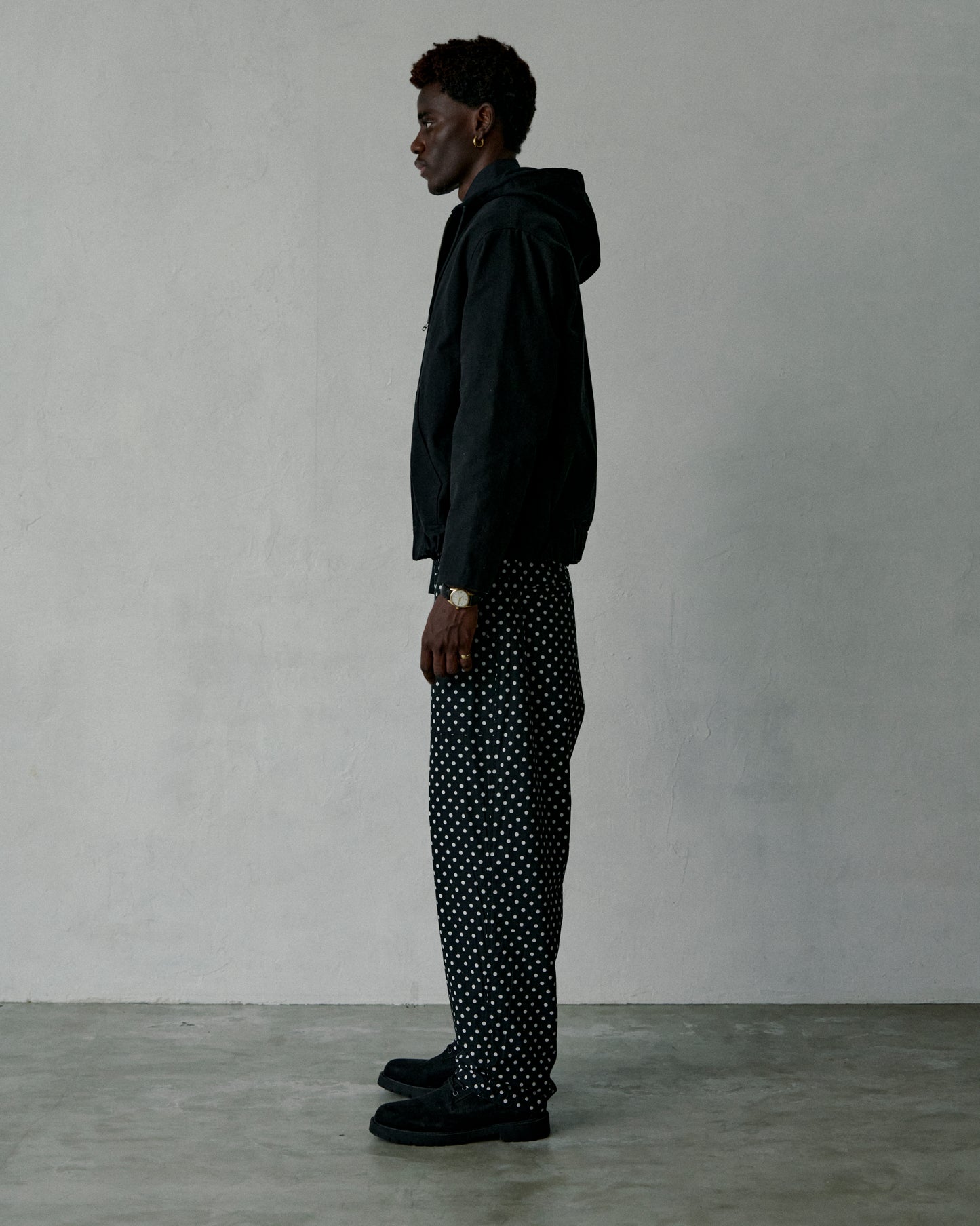 patterned reversible easy pants (dot / black)