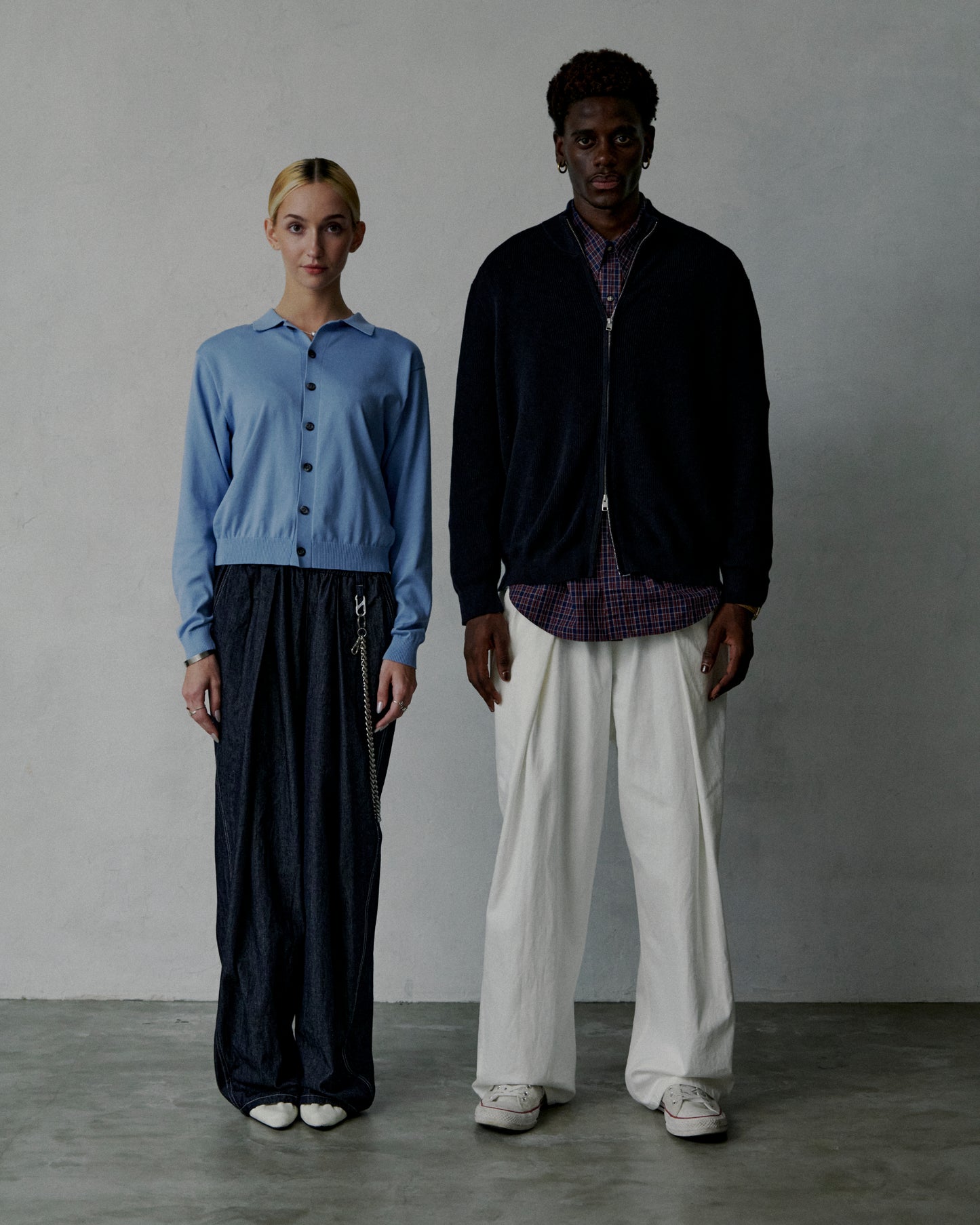 denim easy hakama pants (white)